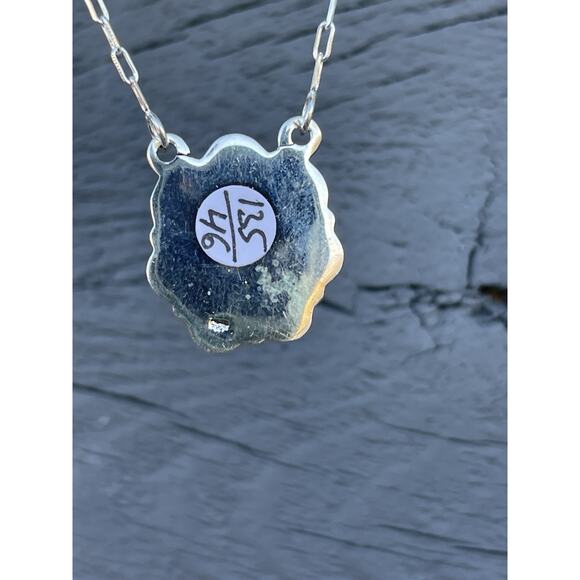 Turquoise Silver Cluster Necklace - Picture 4 of 7